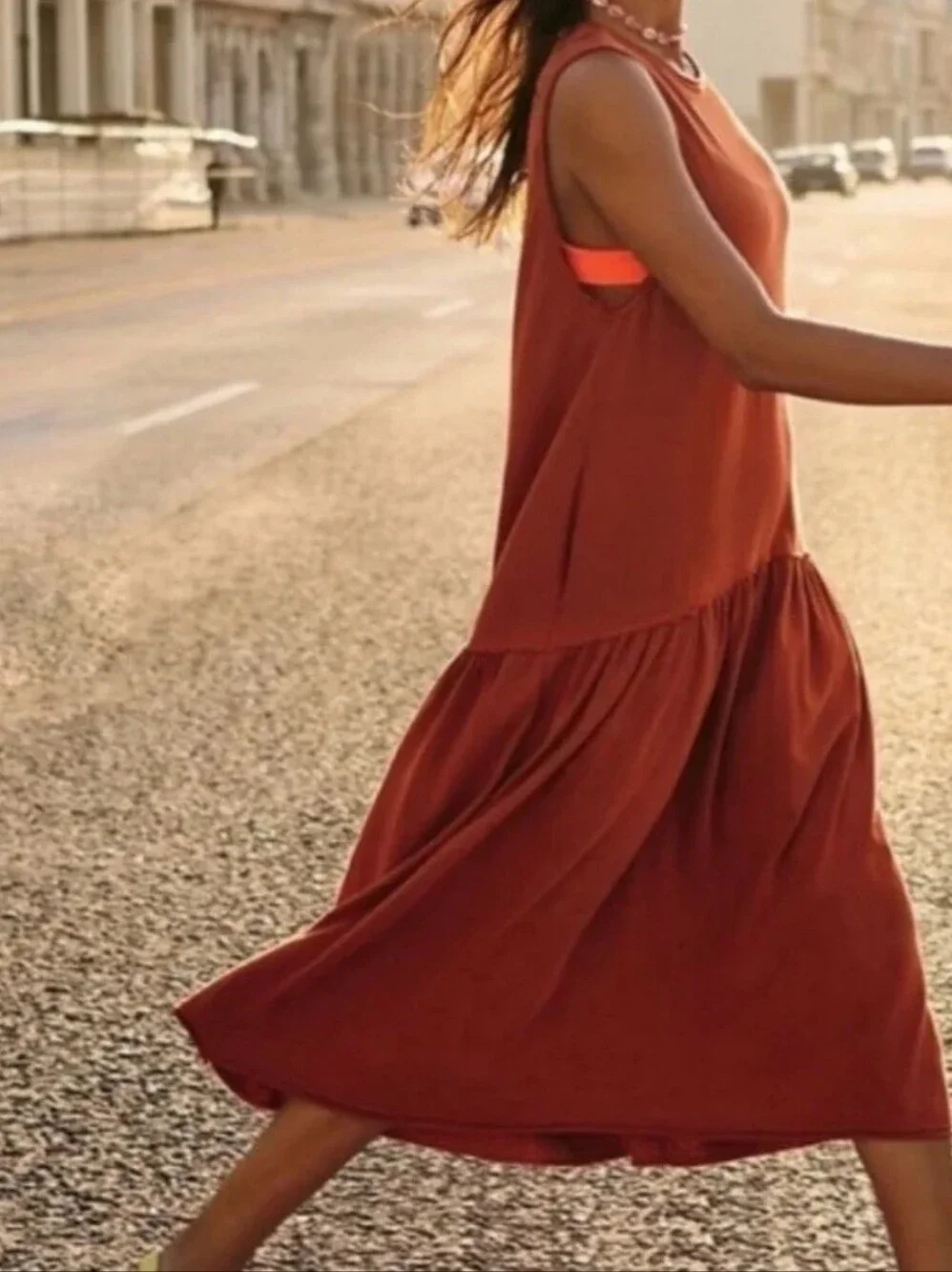 People Easy Street Midi Dress, sleeveless Burnt Orange Size Small